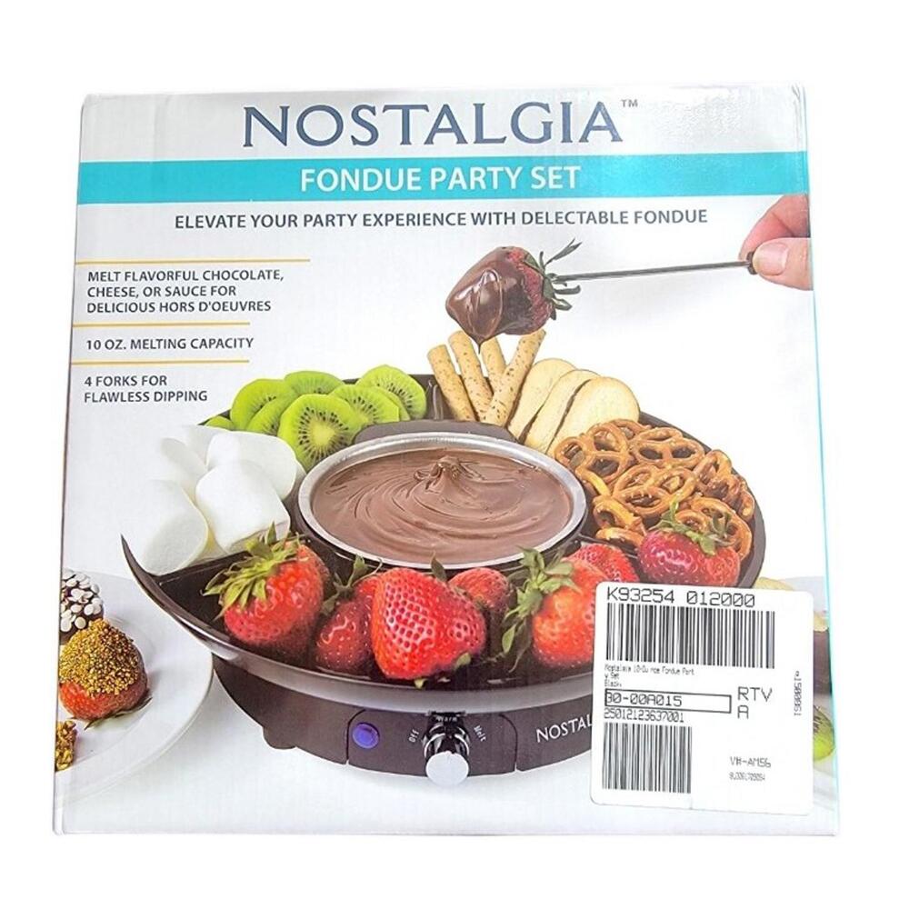 Nostalgia Fondue Party Set NEW 10 Oz Chocolate Melter Cheese Melting